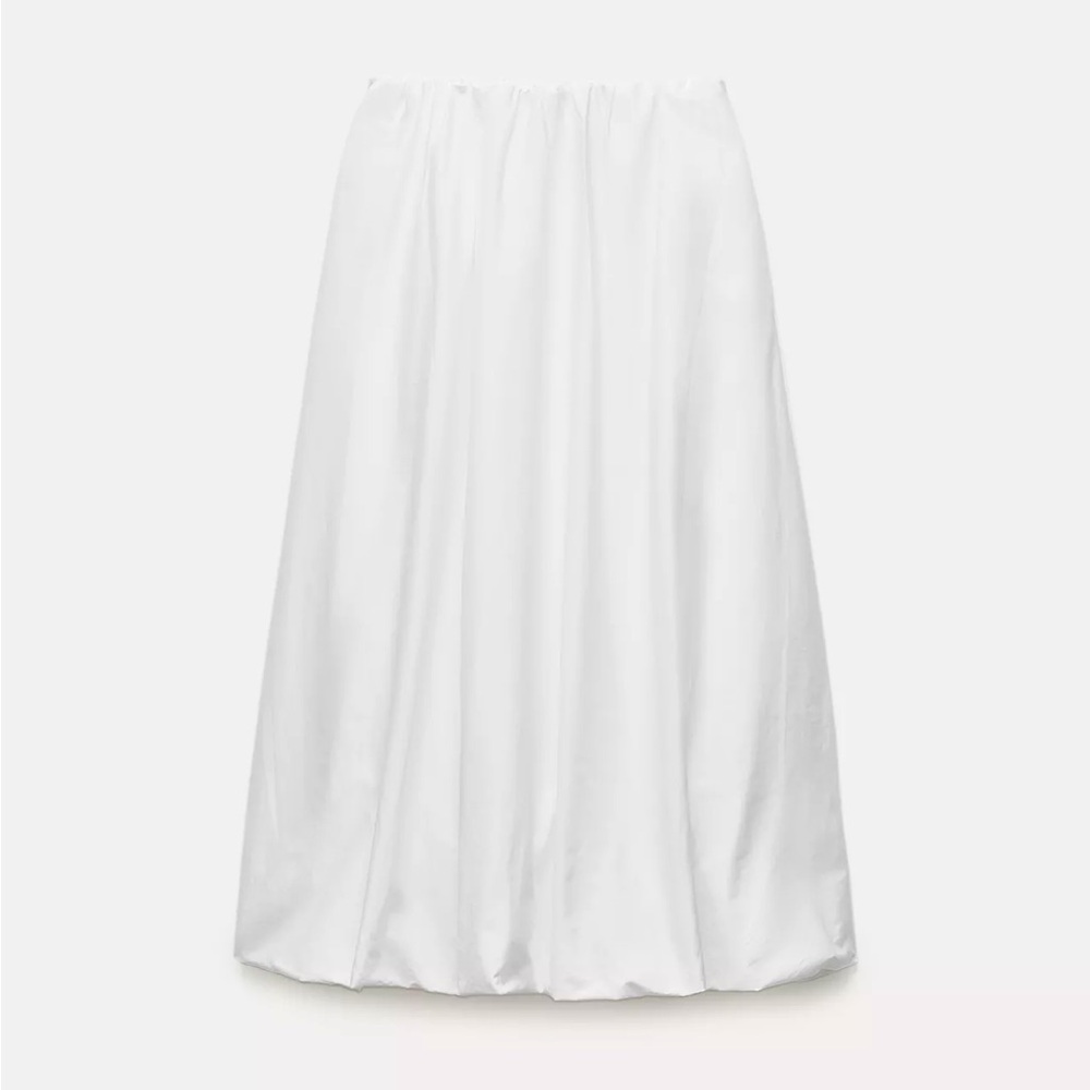 White Balloon Midi Skirt